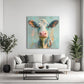 Mucca ritratto olio con palette cromatica vivace quadro