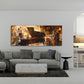 Musica jazz pianoforte contrabbasso colori caldi quadro