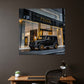 Negozio moda con un'auto di lusso Classe G di notte quadro
