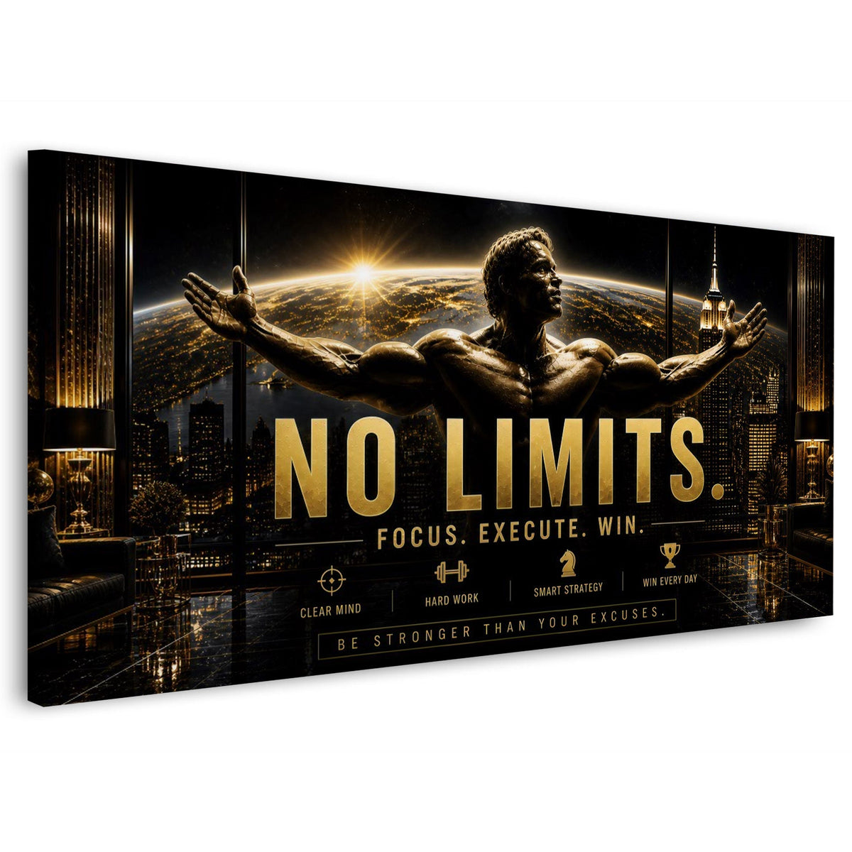 No Limits motivazione bodybuilder con città di notte quadro