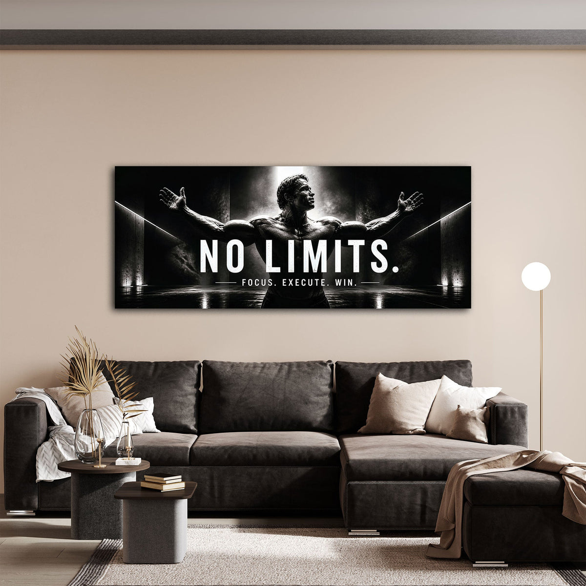 No Limits motivazione panorama in bianco e nero moderno quadro