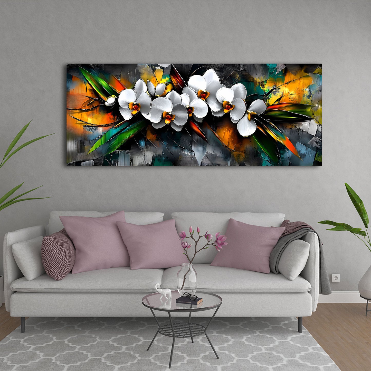 Orchidea bianca astratta moderna fiori Pop Art quadro