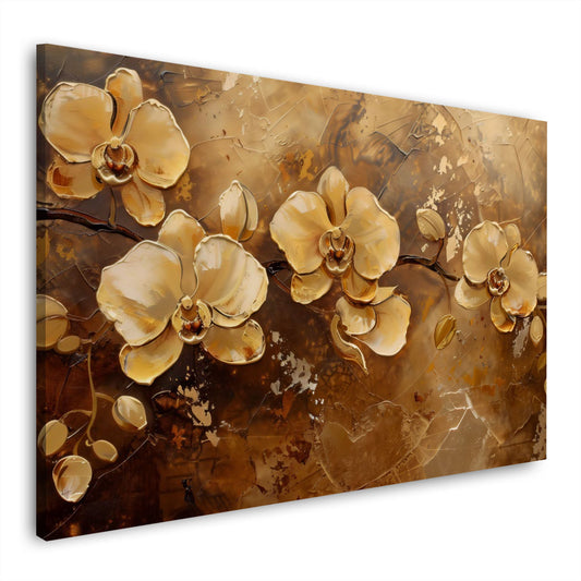 Orchidee dorate astratte con effetto visivo unico quadro