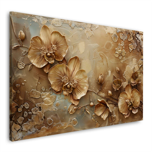 Orchidee dorate eleganti con effetto visivo unico quadro