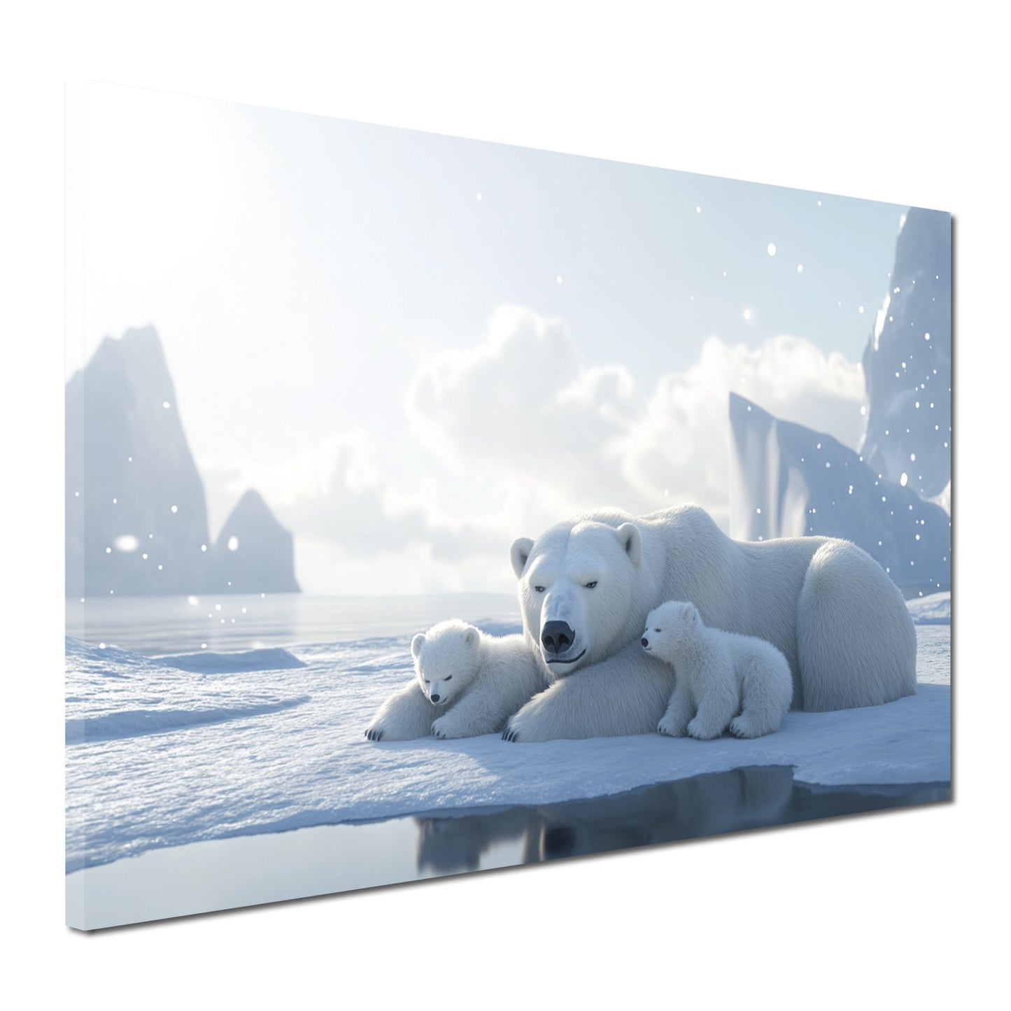 Orsi polari artico neve famiglia quadro