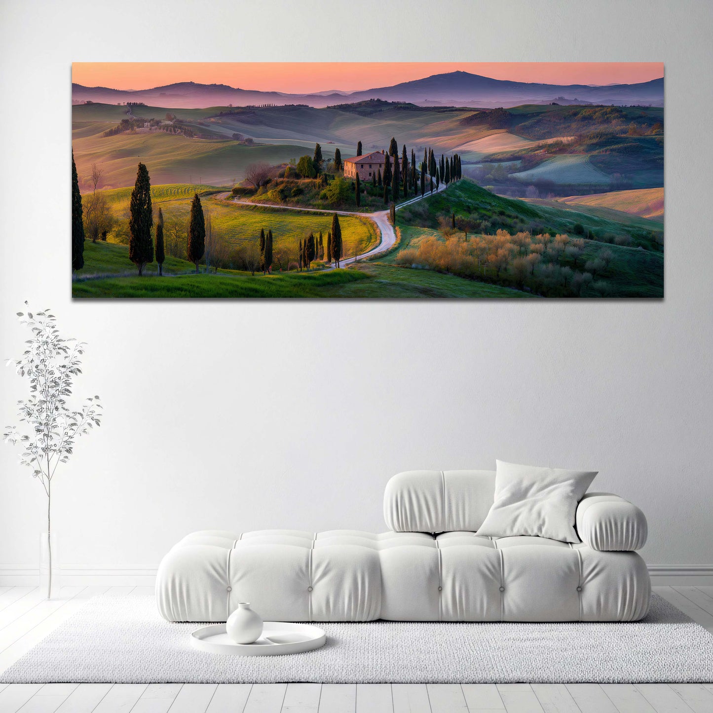 Paesaggio toscano al tramonto panorama quadro - Mockup 2