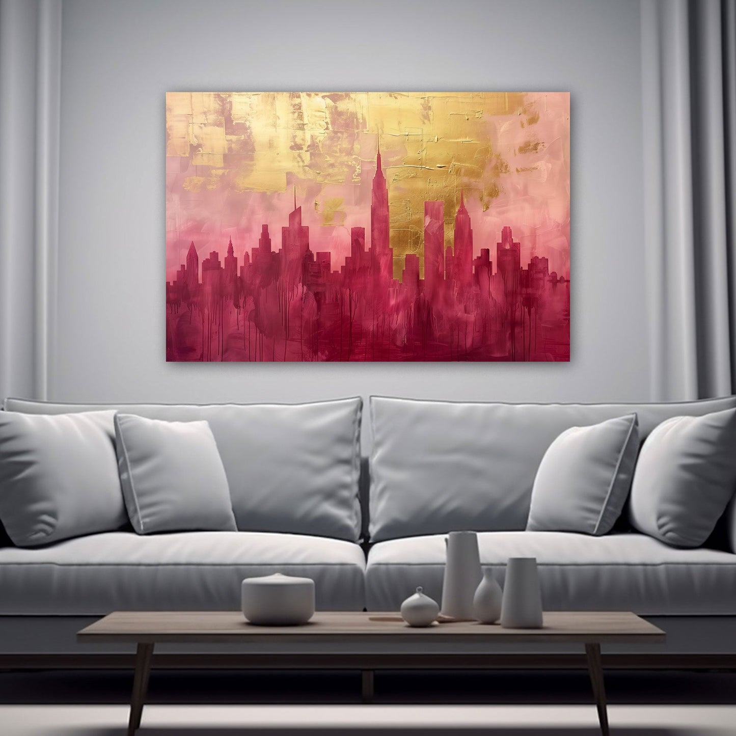 Panorama urbano astratto moderno dai toni vivaci quadro