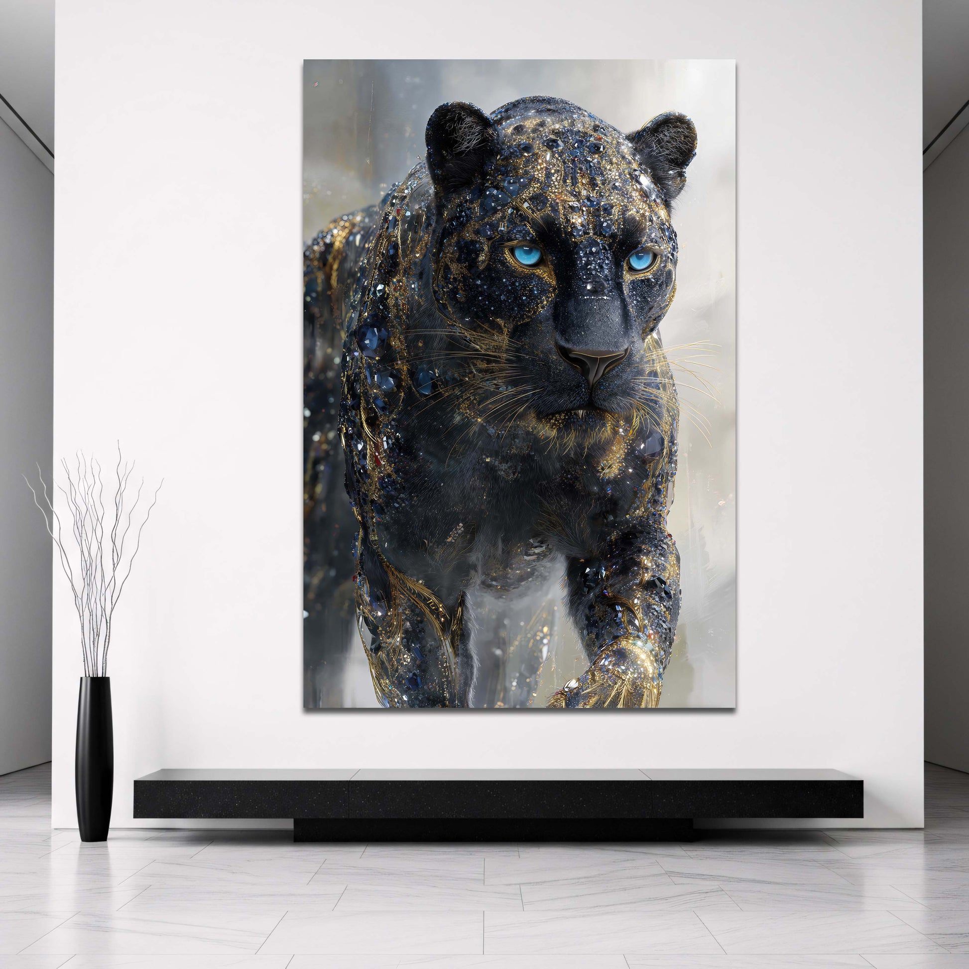 Pantera nera con accenti dorati quadro - Mockup 2