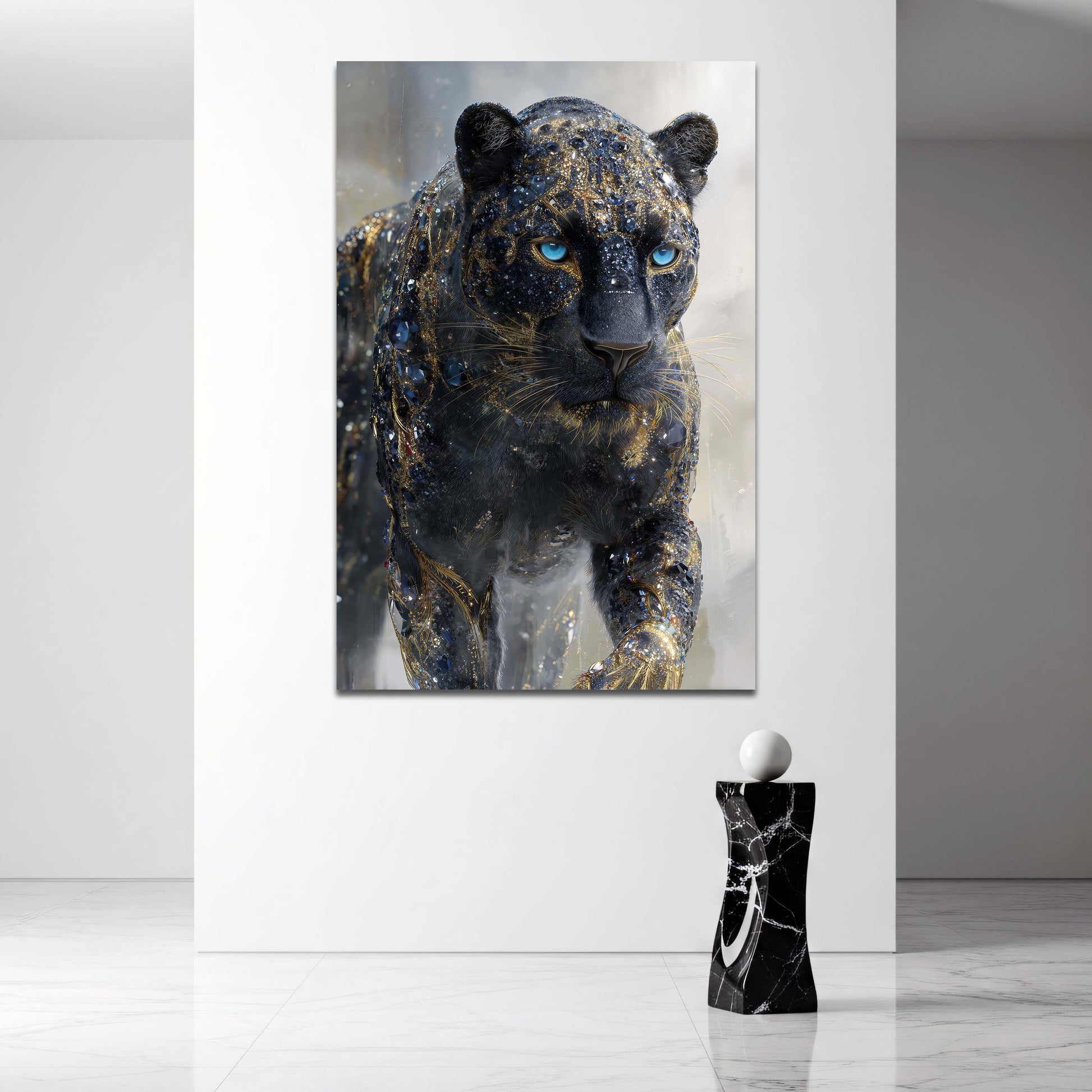 Pantera nera con accenti dorati quadro - Mockup 3