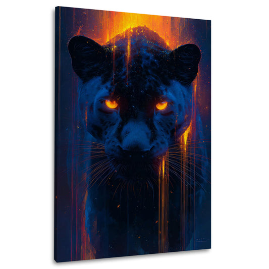Pantera nera occhi luminosi ritratto animale moderno quadro
