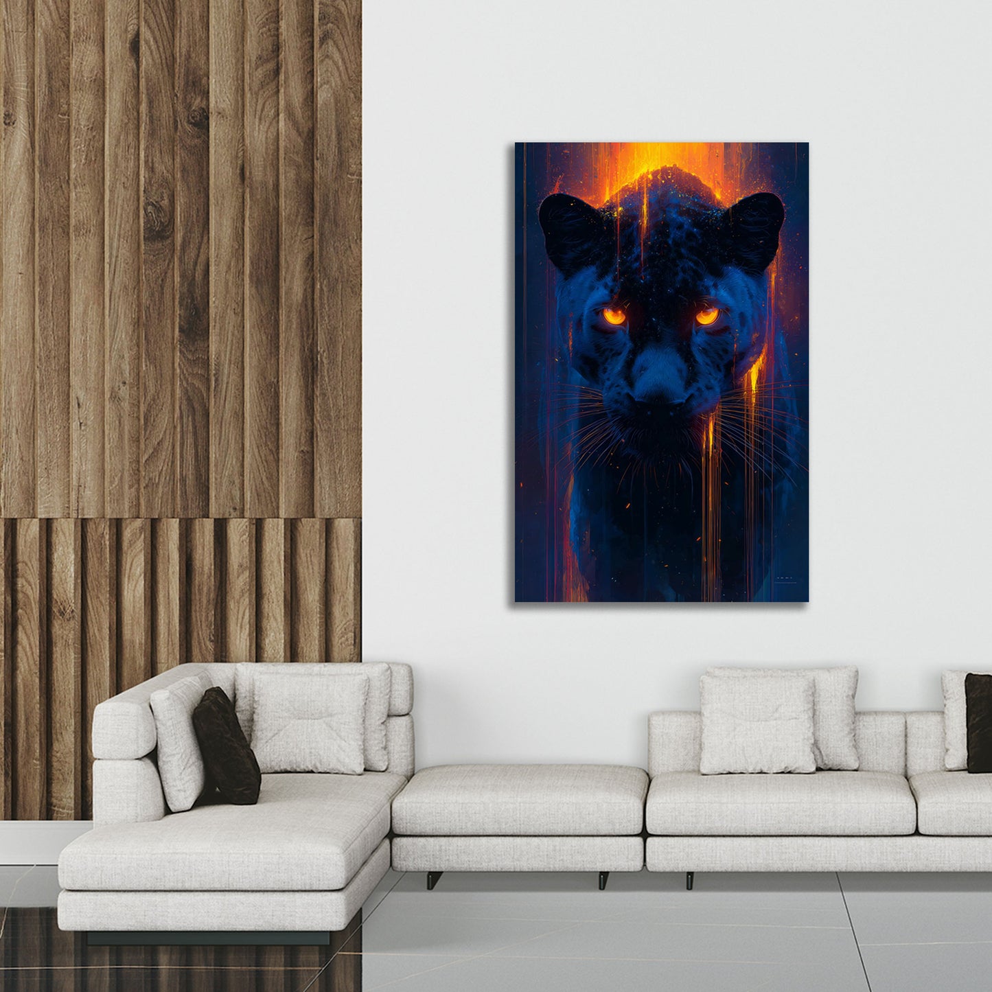 Pantera nera occhi luminosi ritratto animale moderno quadro