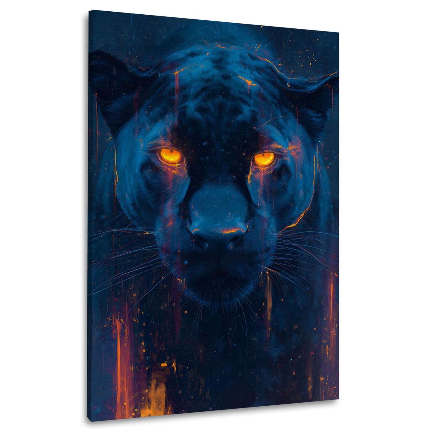 Pantera nera occhi neon ritratto animale futuristico quadro