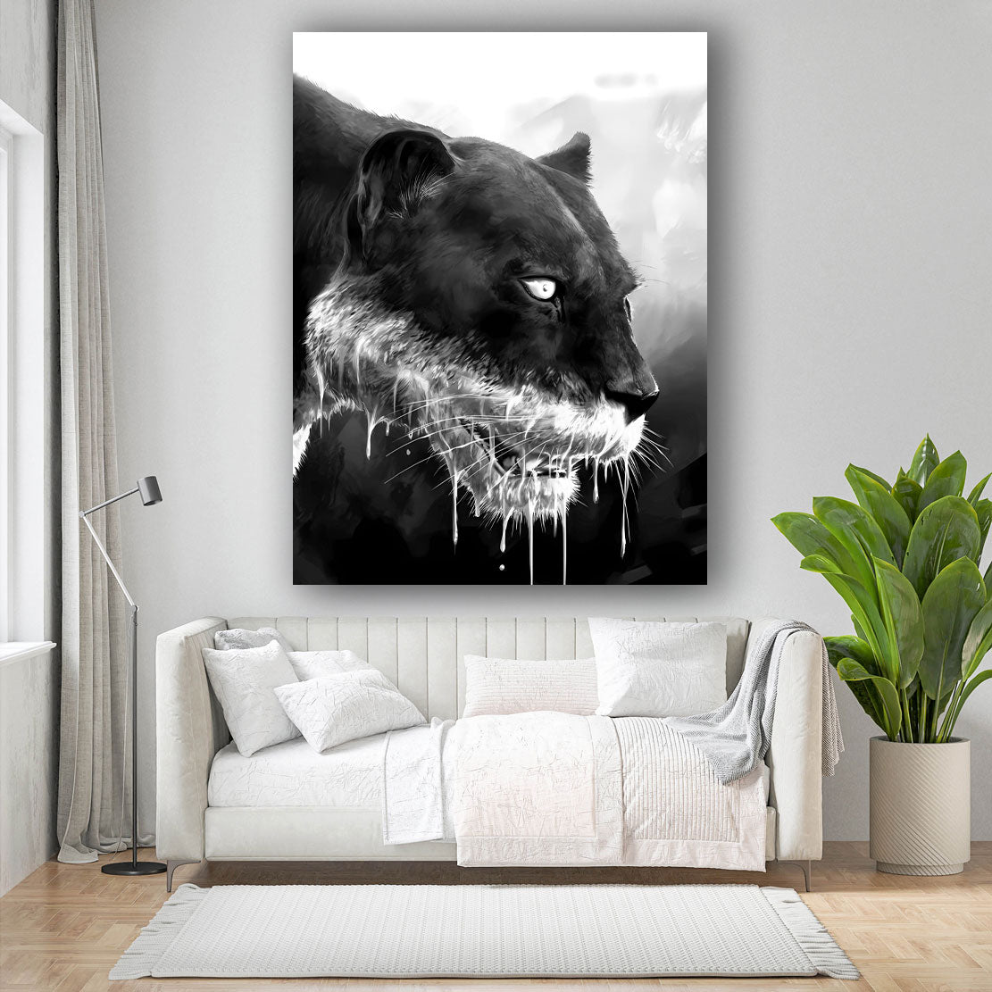 Pantera ritratto animale selvaggio arte intensa quadro