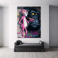 Pantera Rosa artista con gorilla su muro graffiti urbano quadro