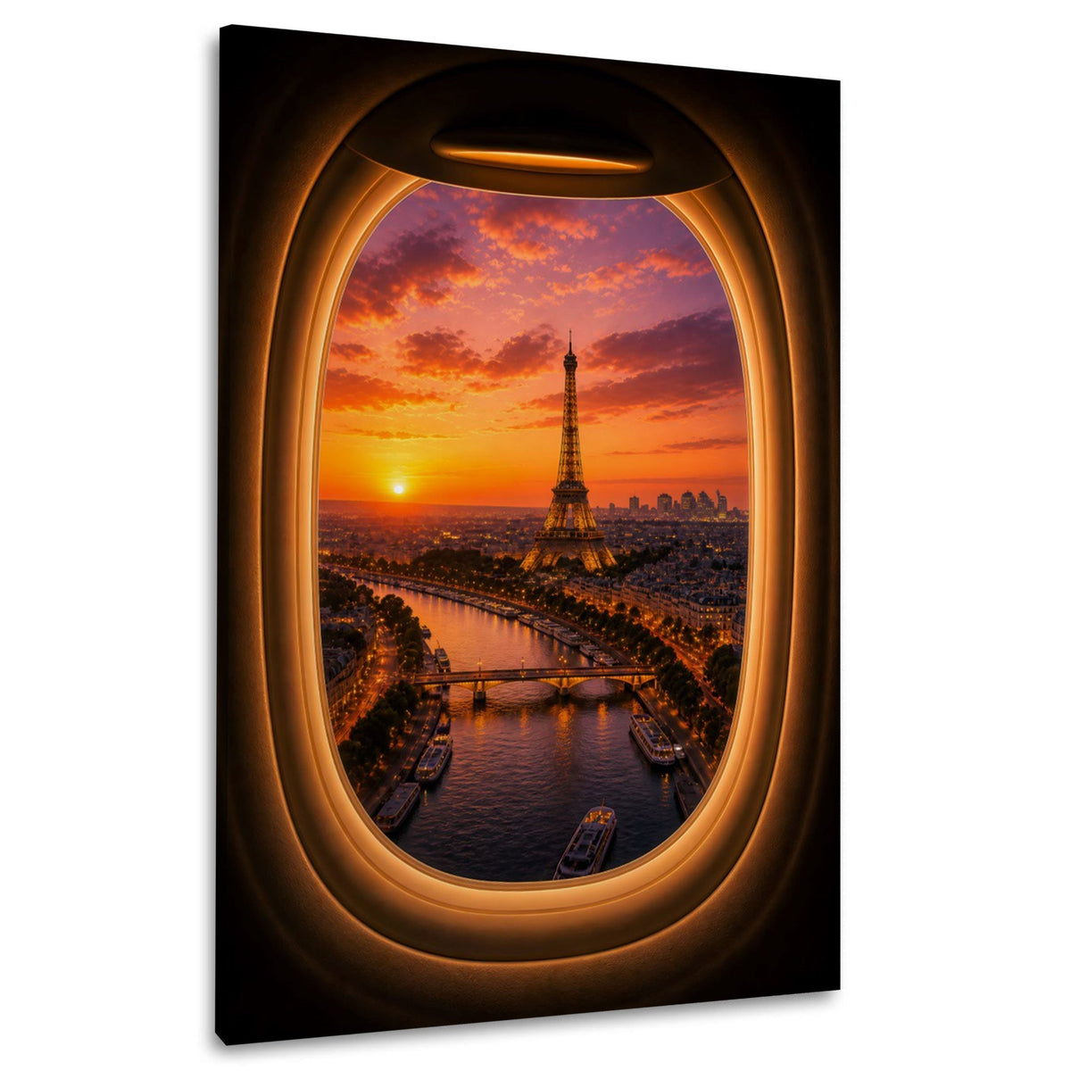 Parigi Tour Eiffel dal finestrino dell'aereo quadro