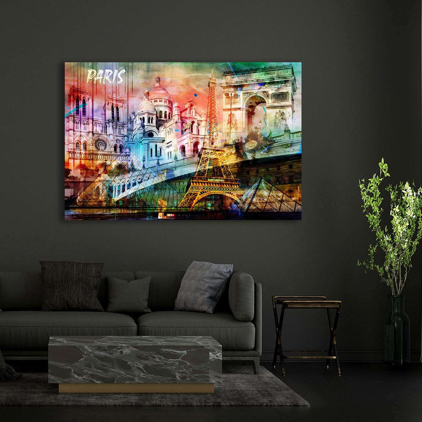 Parigi eiffel louvre notre dame quadro