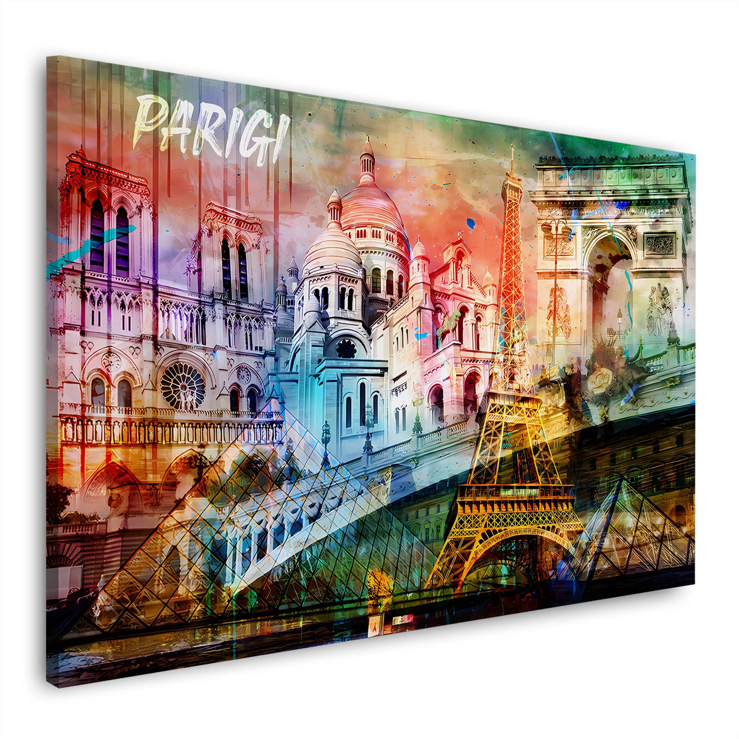 Parigi Pop Art torre eiffel louvre monumenti storici quadro