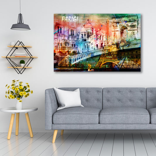 Parigi Pop Art torre eiffel louvre monumenti storici quadro