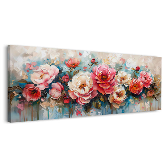 Peonie rosa e color crema formato panorama quadro