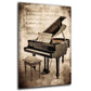 Pianoforte a coda vintage con spartito musicale sepia quadro