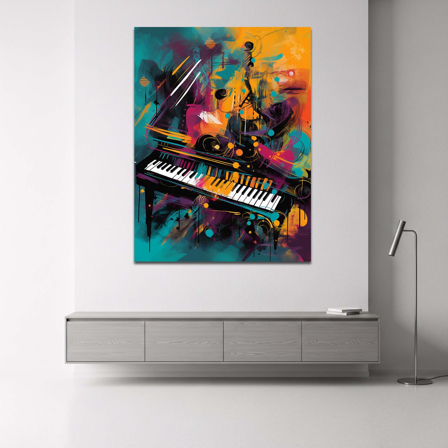 Pianoforte pop art colorato con pennellate astratte quadro