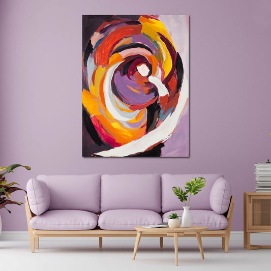 Pittura astratta vortice colori forti energia e movimento quadro