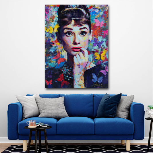 Pop Art Audrey con farfalle colorate quadro