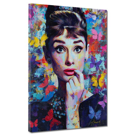 Pop Art Audrey con farfalle colorate quadro