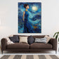 Pop Art audrey notte luna vestito blu quadro