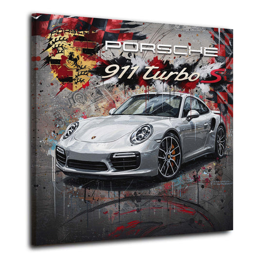 Pop Art auto sportiva argento porsche 911 turbo s quadro