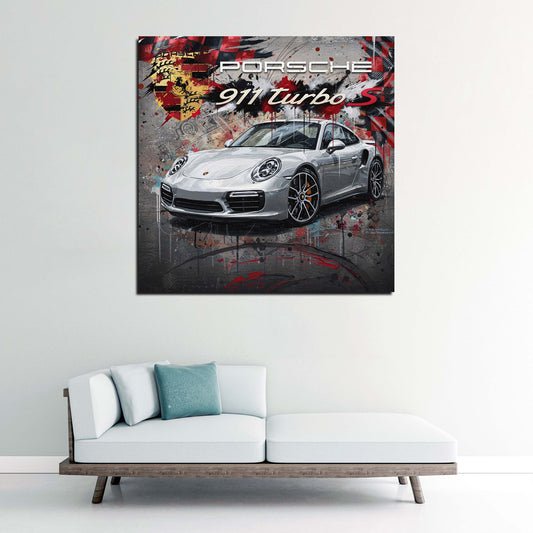 Pop Art auto sportiva argento porsche 911 turbo s quadro