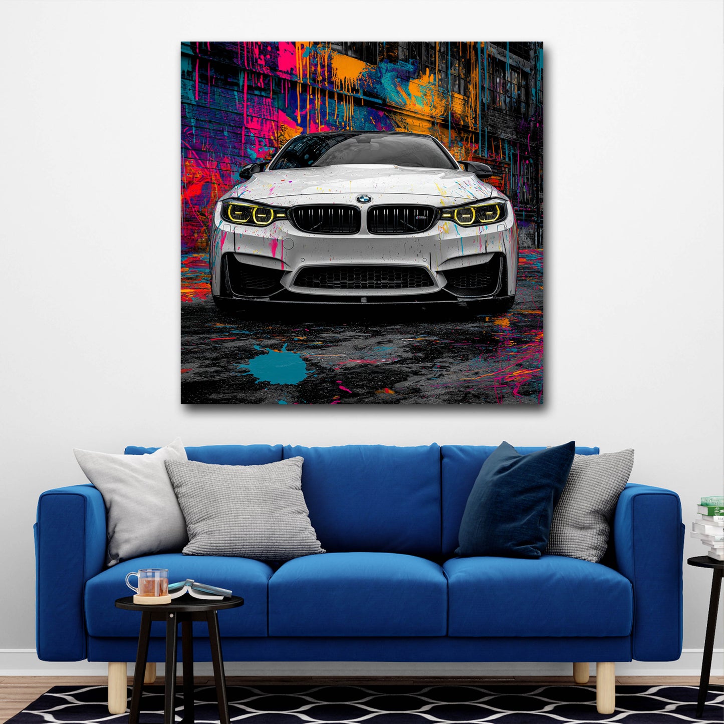 Pop Art auto sportivo colori bmw strada quadro