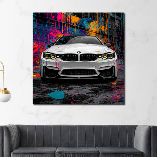 Pop Art auto sportivo colori bmw strada quadro