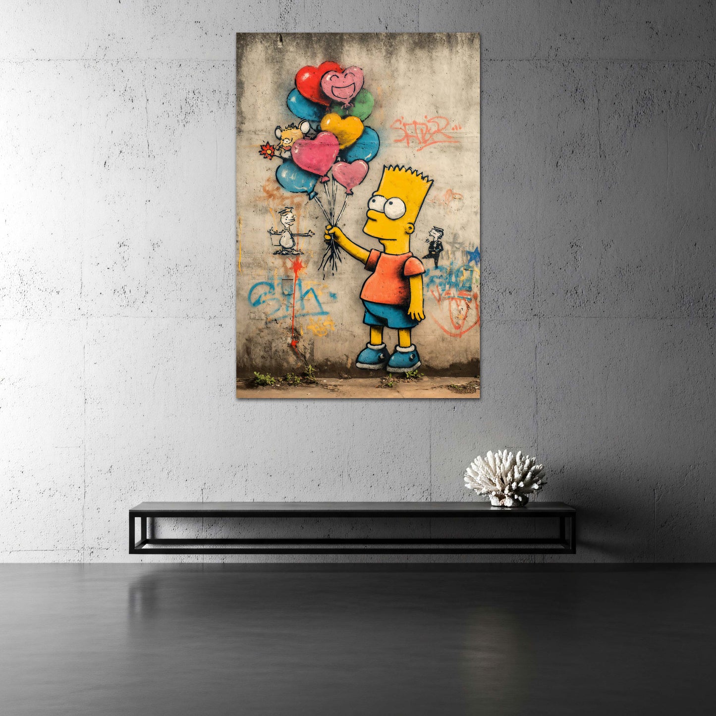 Pop Art bambino palloncini cuore colorato quadro