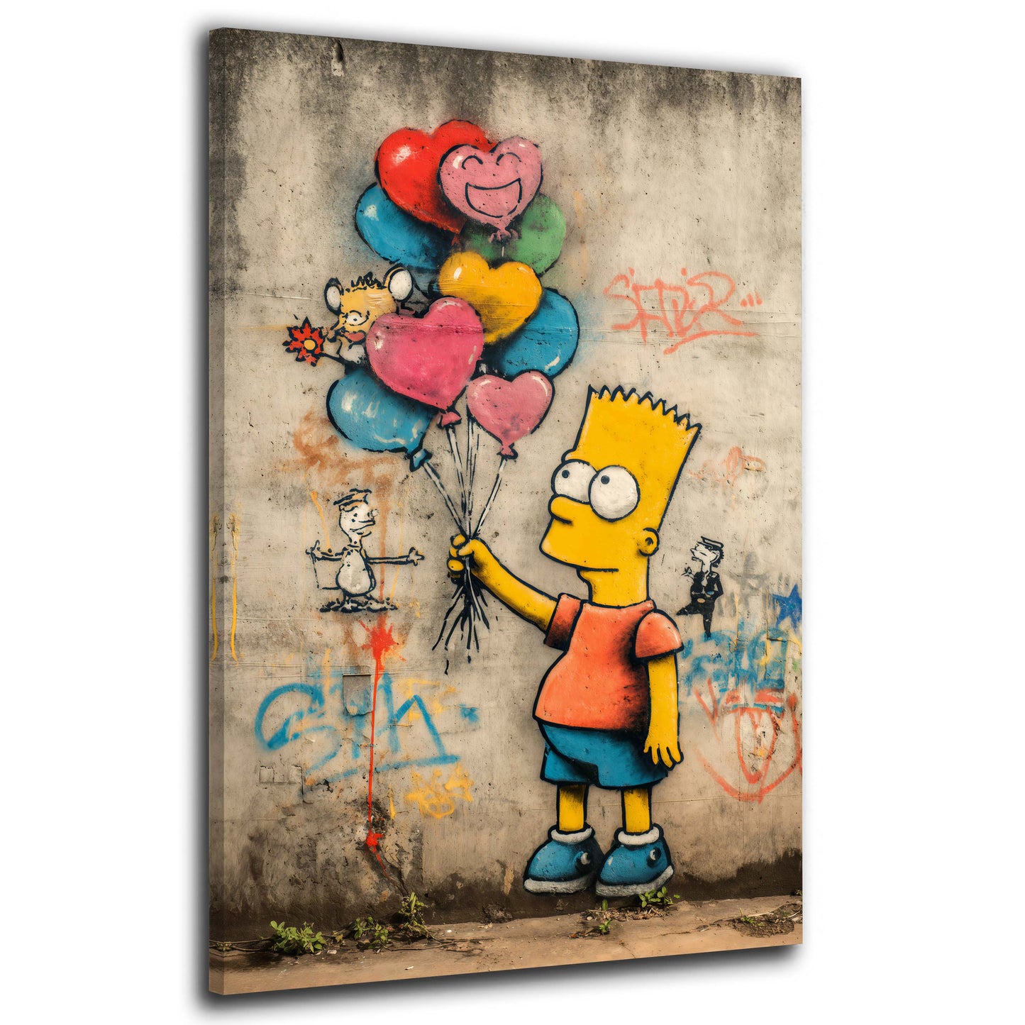 Pop Art bambino palloncini cuore colorato quadro
