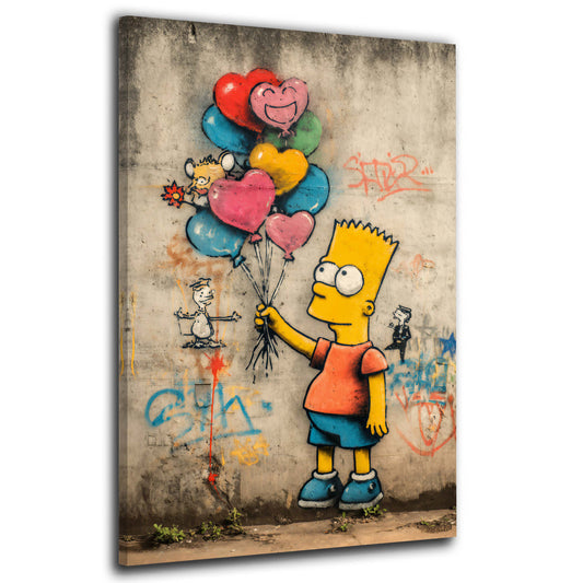 Pop Art bambino palloncini cuore colorato quadro