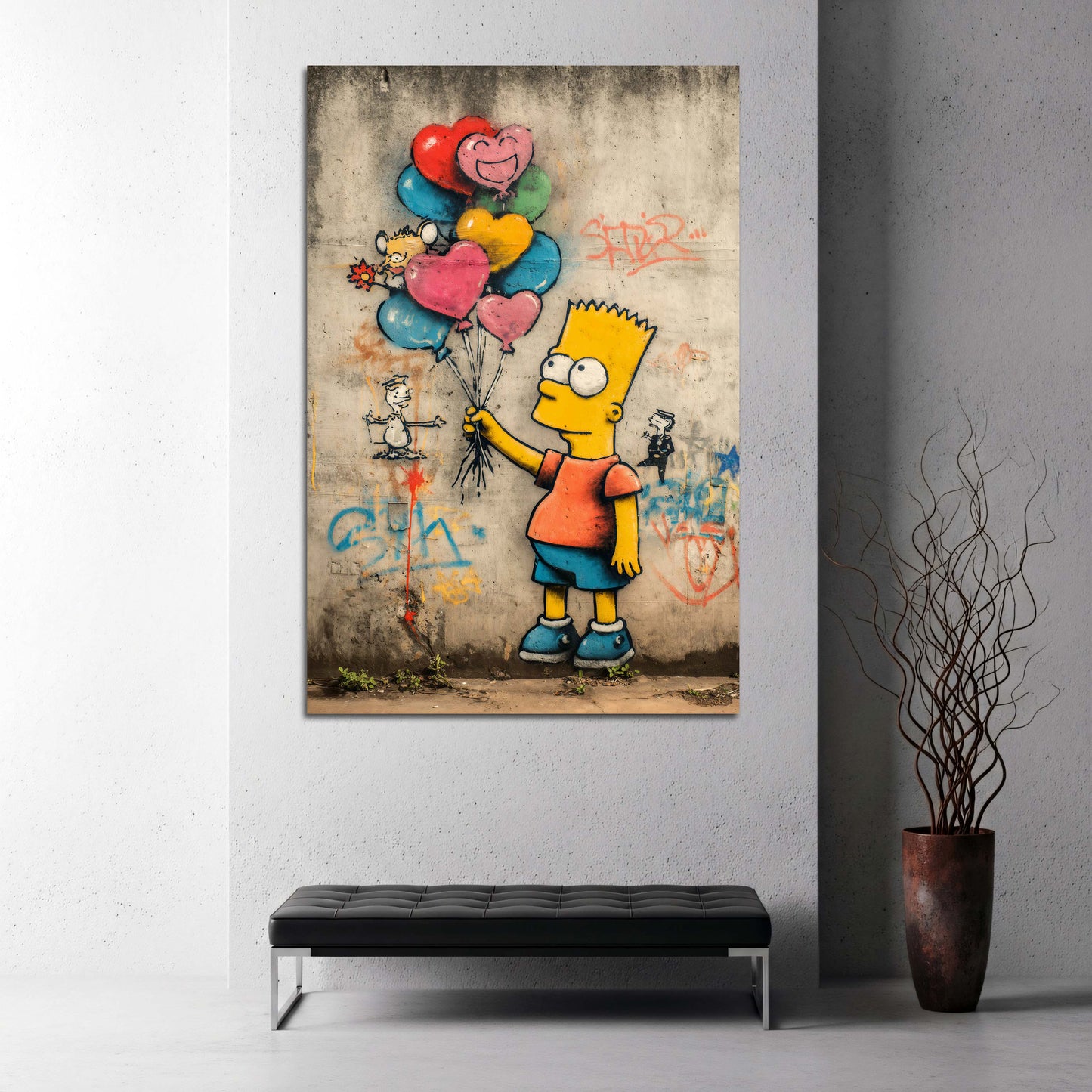 Pop Art bambino palloncini cuore colorato quadro