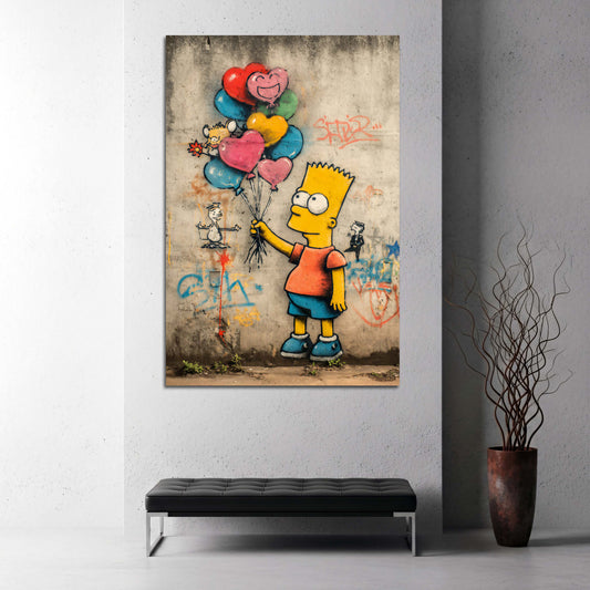 Pop Art bambino palloncini cuore colorato quadro