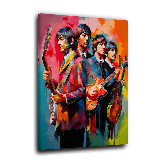 Pop Art Beatles ritratto colorato con chitarre quadro
