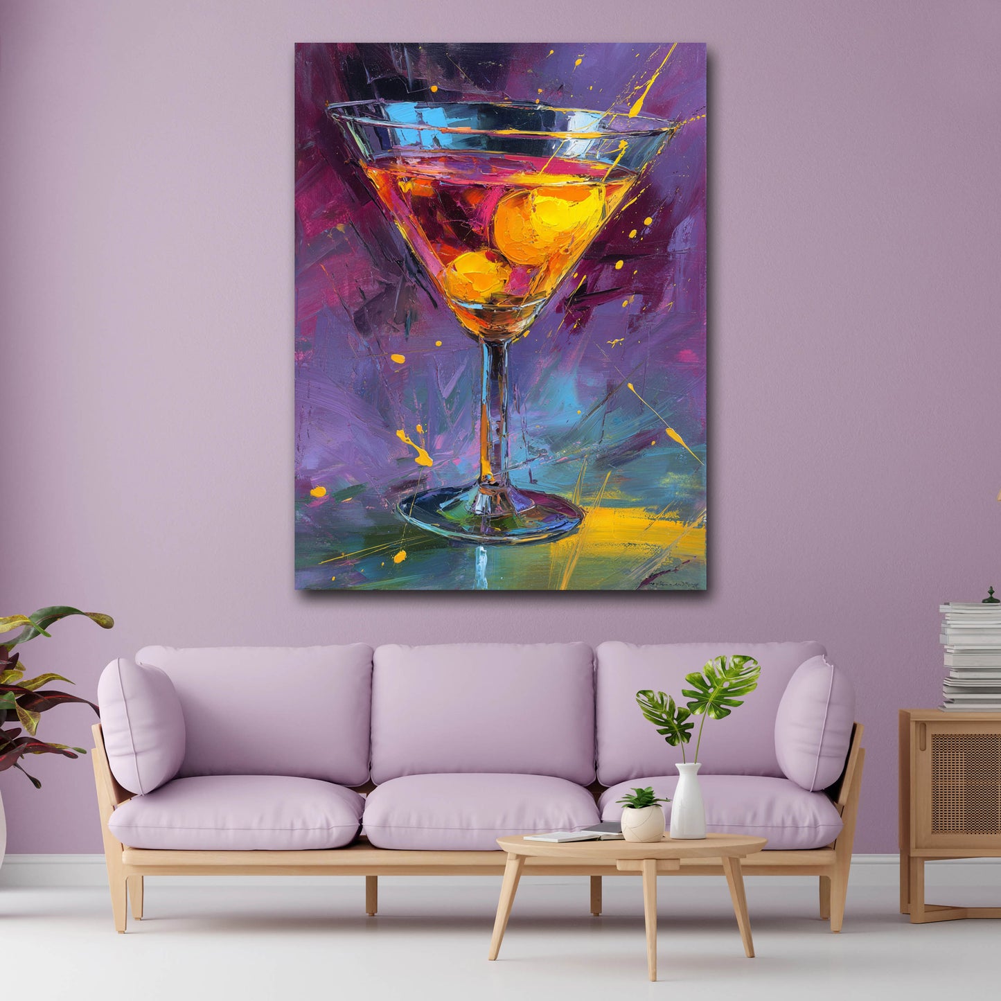 Pop Art bicchiere cocktail colori arte astratta quadro