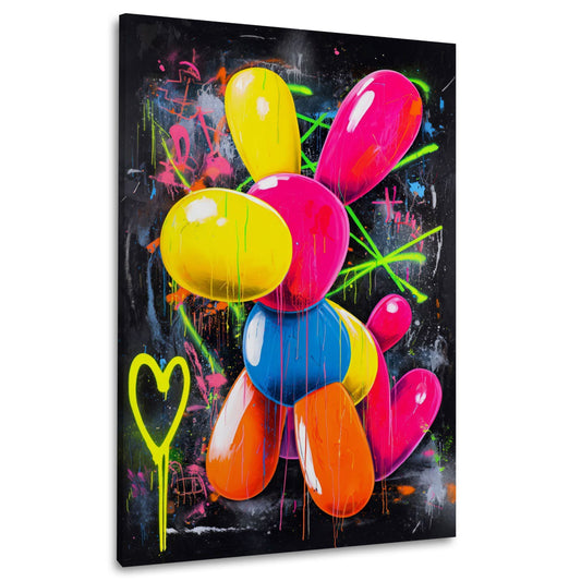 Pop art cane palloncino colori vivaci neon design astratto quadro