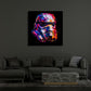 Pop Art casco futuristico colori accesi sfondo nero quadro