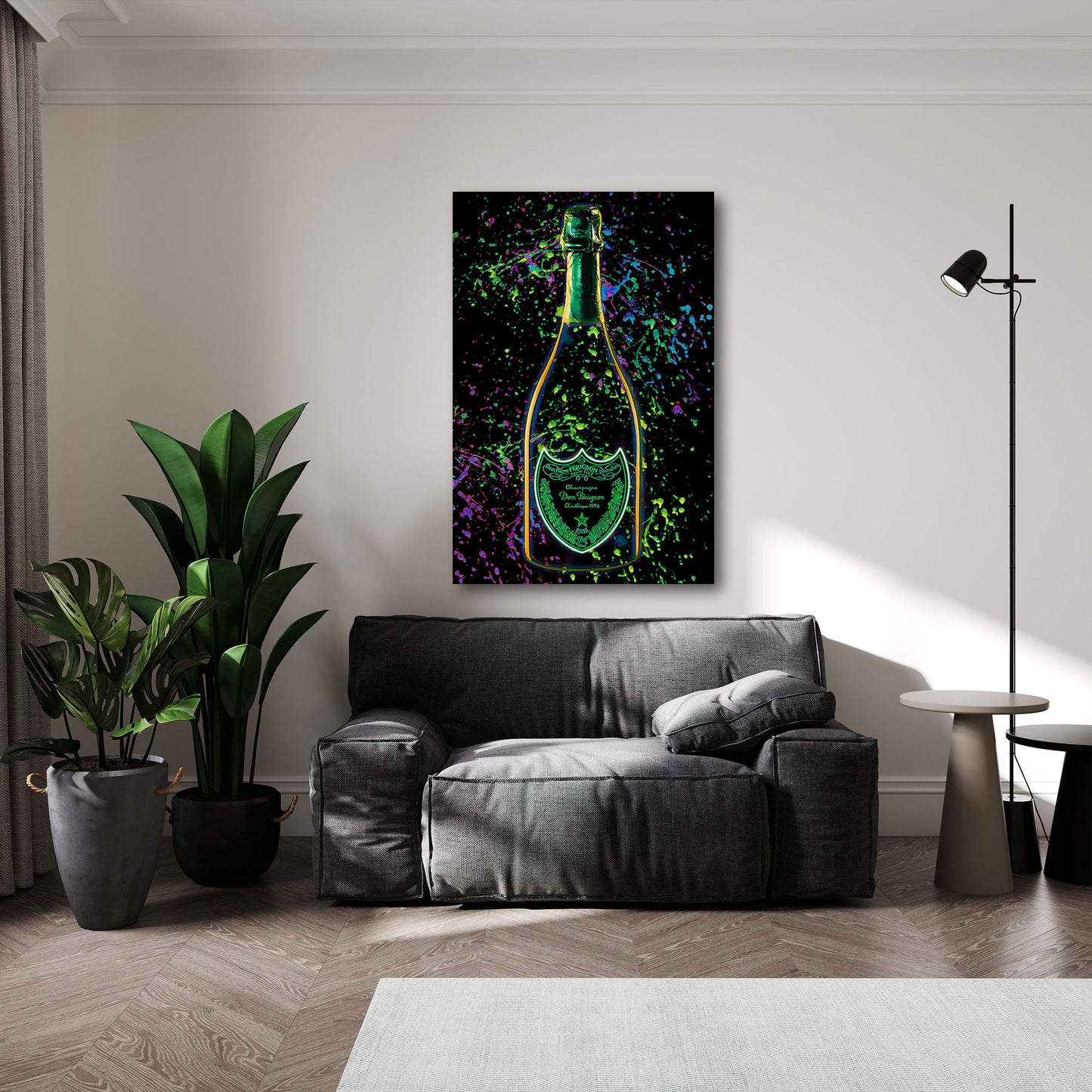 Pop Art champagne lusso colori fluo arte moderna quadro