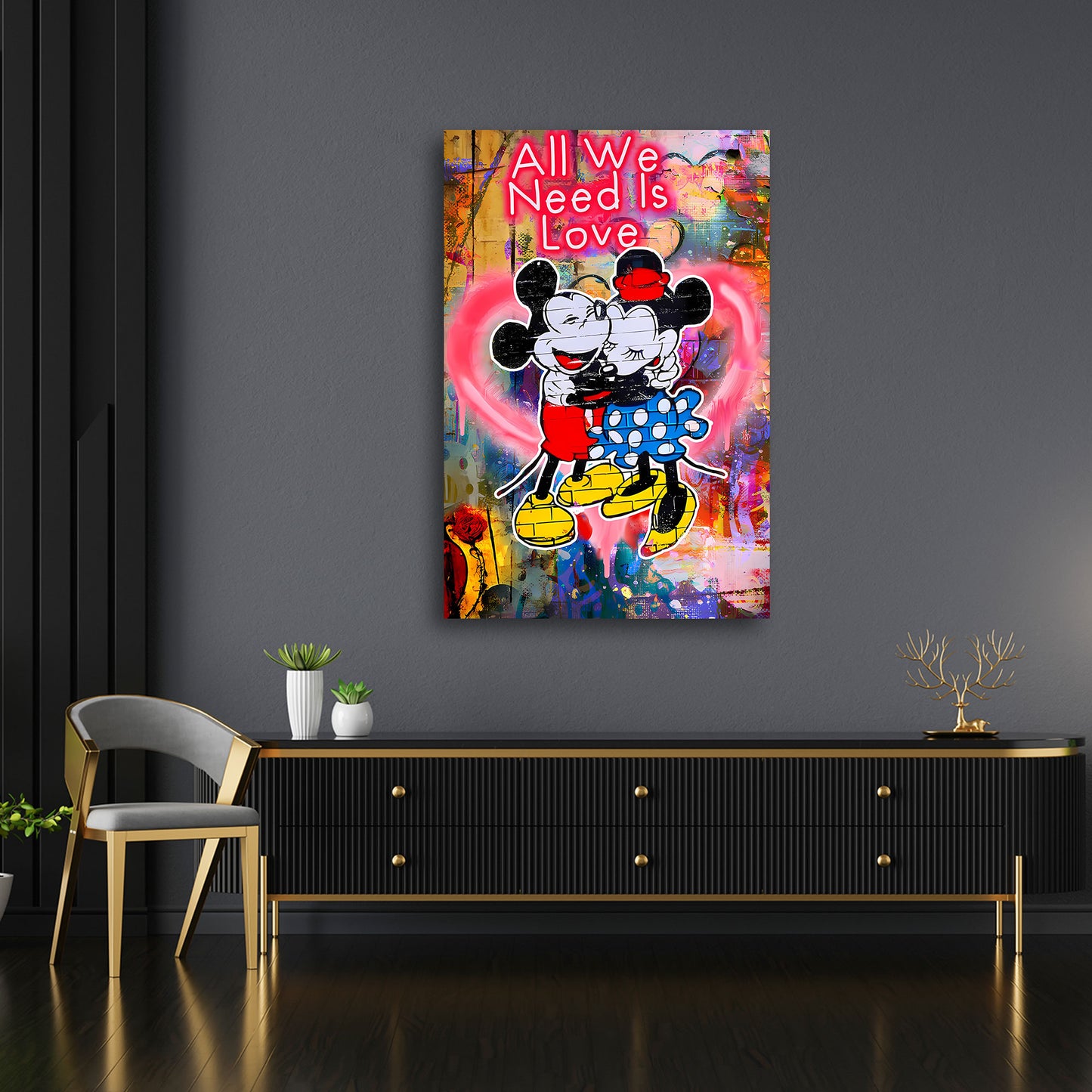 Pop Art coppia topo amore cuore quadro