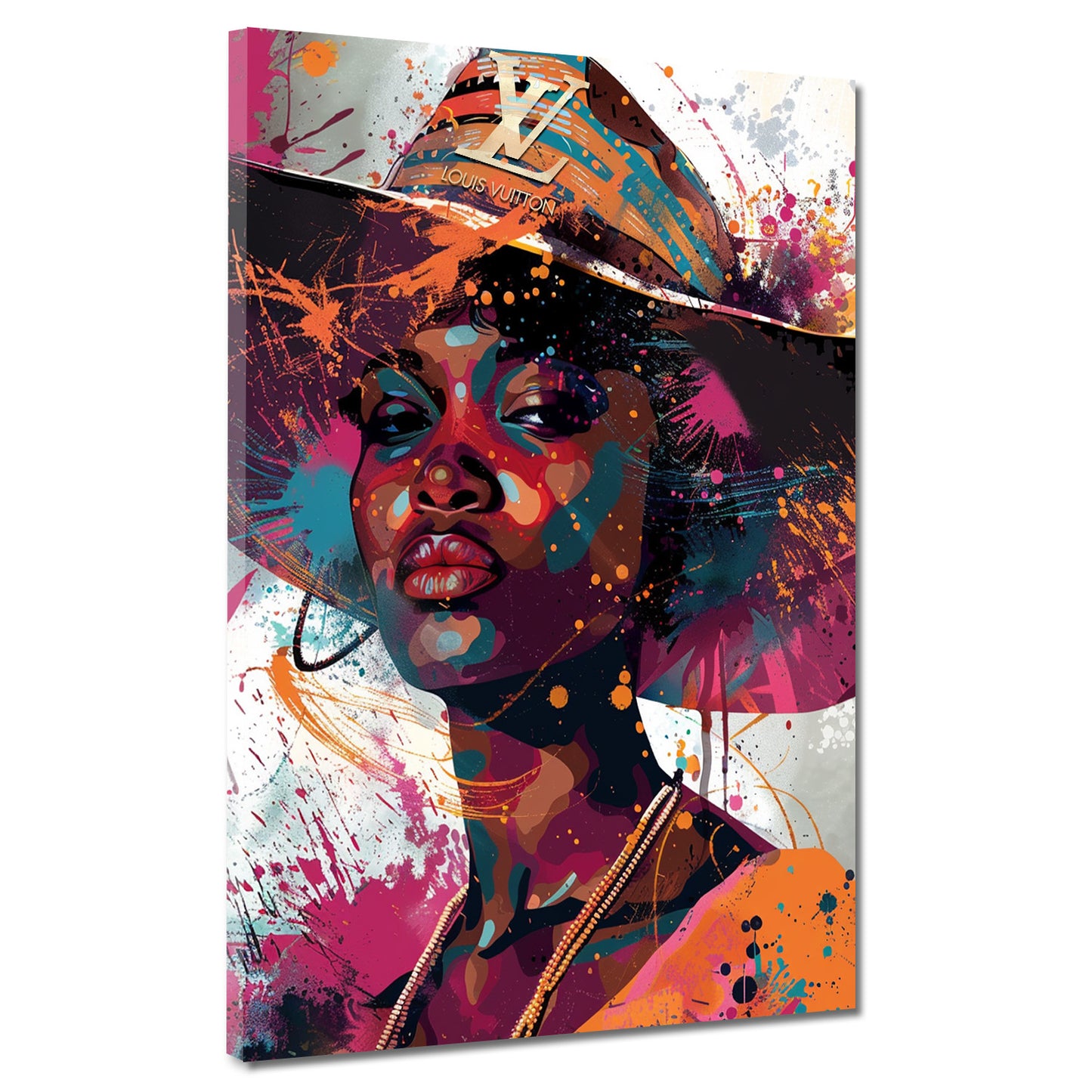 Pop Art donna africana elegante con cappello quadro