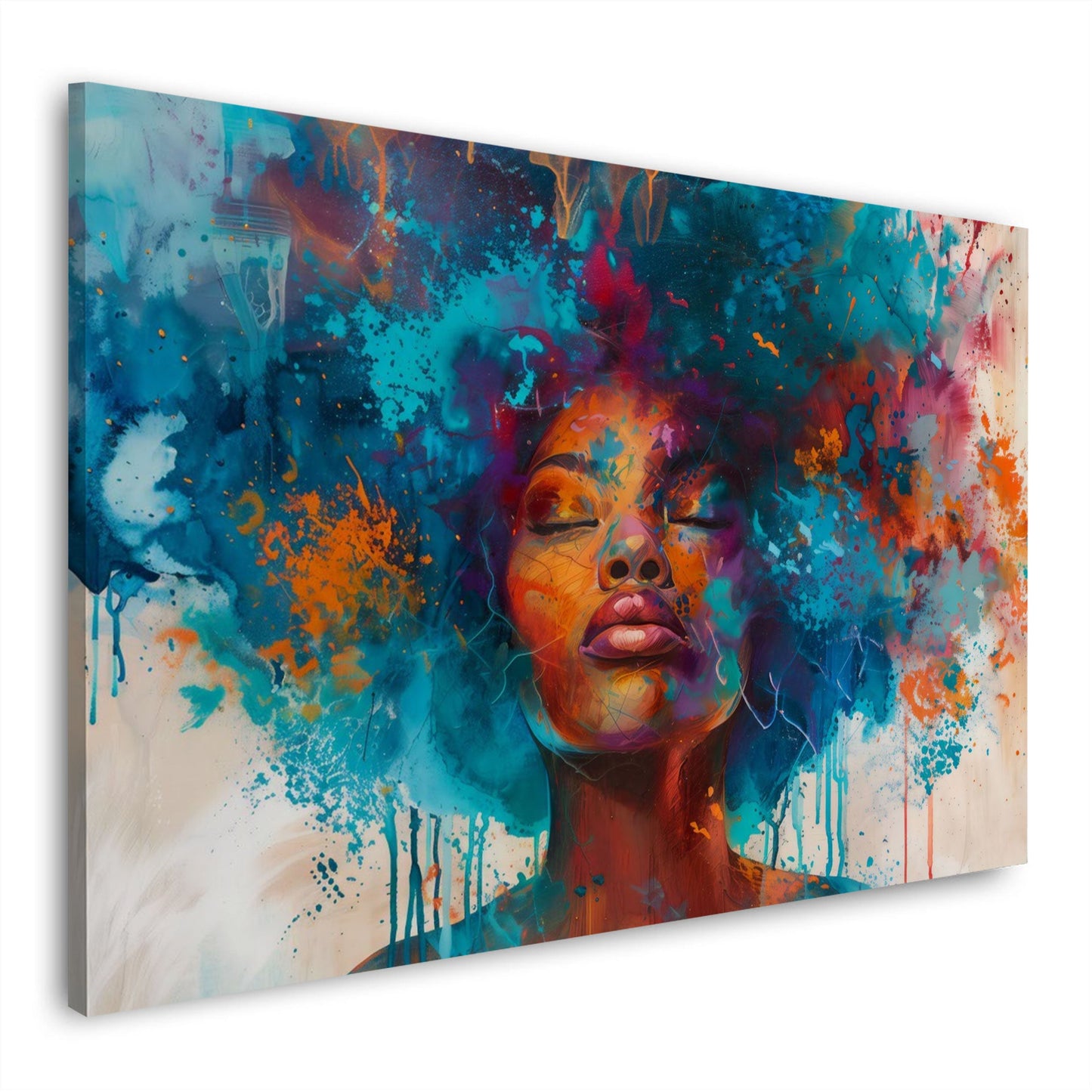 Pop Art donna africana volto astratto colori intensi quadro