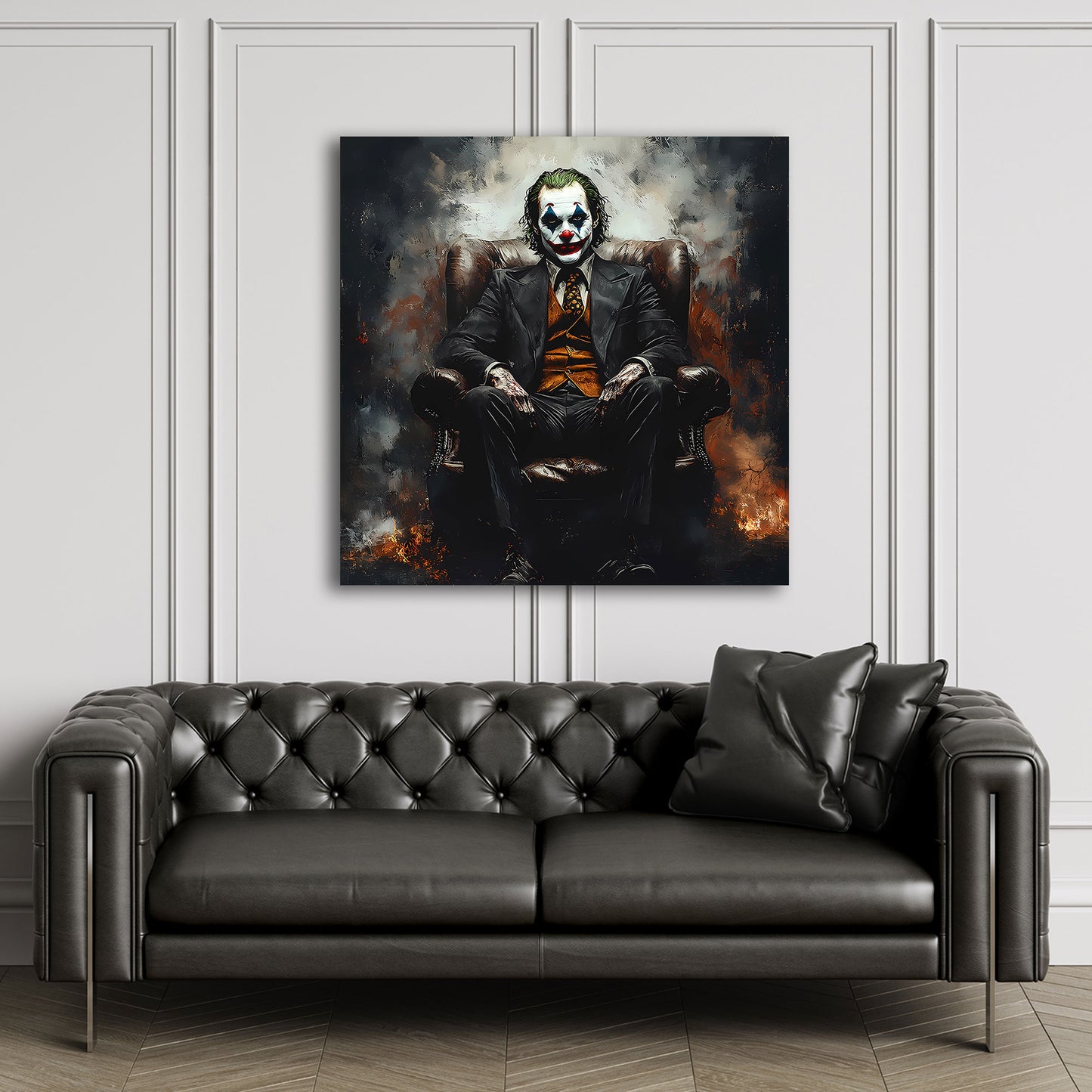 Pop Art figura clown oscura fumo fuoco quadro