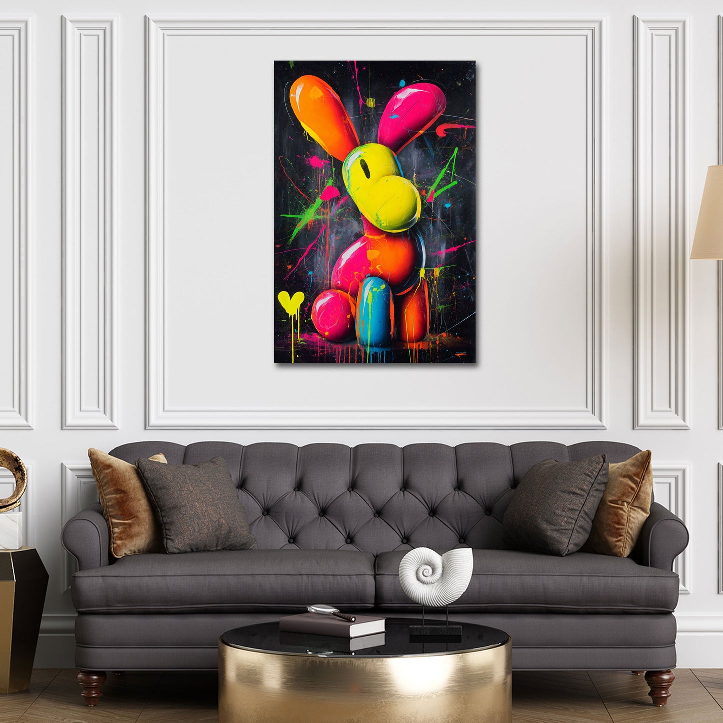 Pop art figura palloncino colorata neon stile astratto quadro
