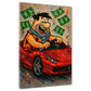 Pop Art Fred personaggio cartoon soldi auto sportiva quadro