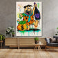 Pop Art Fred personaggio cartoon soldi champagne quadro